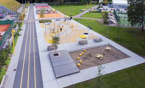 Valsta parkstråk | Karavan Landskap Playgrounds Architecture, Play Ground, Sport Park, Playground Design, Green Backdrops, Landscape Architecture Design, Outdoor Gym, Contemporary Garden, Contemporary Farmhouse