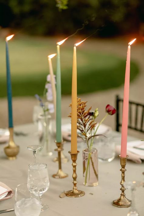 Affordable Wedding Centerpieces, Mid Century Modern Wedding, Cheap Wedding Centerpieces, Summer Wedding Decorations, Wildflower Wedding, Whimsical Wedding, Wedding Mood Board, Affordable Wedding, Colorful Candles