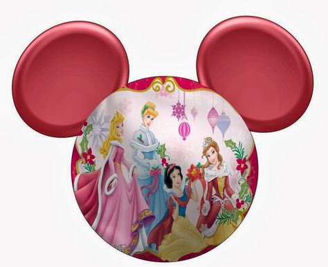 Cute Mickey Head With Disney Princes Speciall Christmas. Free Printables. Christmas Free Printables, Disney Princess Christmas, Princess Christmas, Scrapbook Printables Free, Disney Christmas Decorations, Disney Printables, Disney Cartoon Characters, Mickey Mouse Head, Disney Scrapbooking