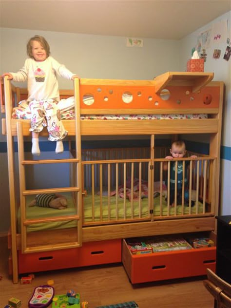 Bunk Beds Crib And Bunk Bed Shared Rooms, Bunk Beds And Crib Shared Room, Bunk Bed With Crib Underneath, Bunk Bed With Crib, Crib Bunk Bed, Bed With Crib, Bunk Bed Crib, Bed Pictures, Kids Bunk Bed