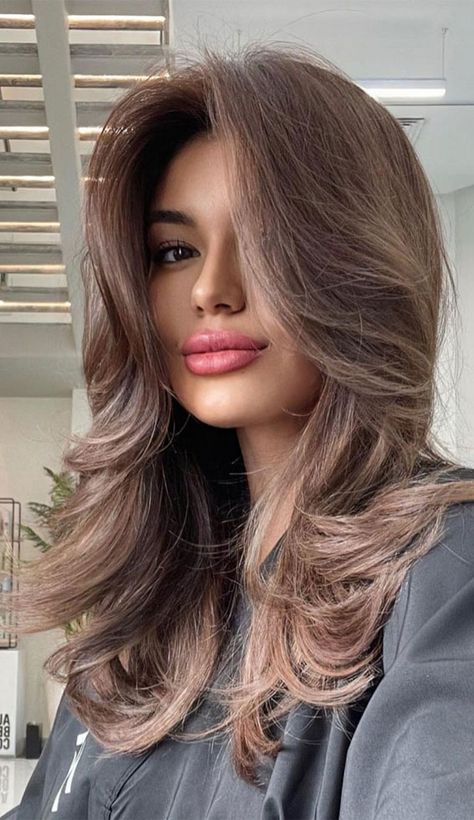 72. Ash Brown Melted To Mocha Shade Brunette hair refers to hair that is dark brown in color. It can range from a light,... Brown Hair Colours, Mousy Brown Hair, Blowout Hairstyles, Mousy Brown, Deep Brown Hair, Mocha Color Hair, Cool Brown Hair, Hair Dark Brown, Mocha Hair