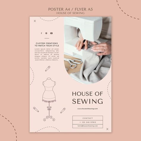 Pamphlet Design For Boutique, Fashion Business Flyer Design, Sewing Poster Design, Sewing Banner Design, Sewing Flyer Design, Business Poster Ideas, Classes Poster Design, Business Flyer Design Creative, Business Poster Design Ideas