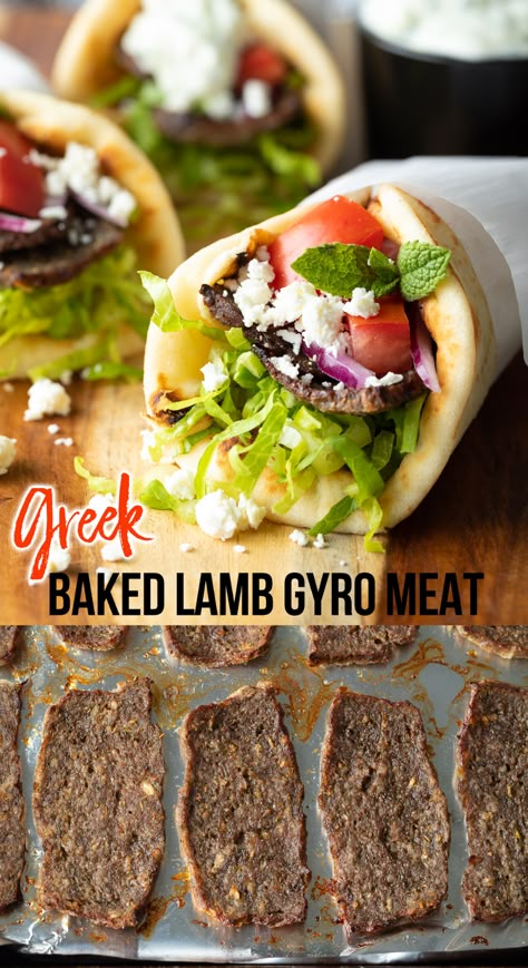 Zesty Gyros with Homemade Lamb Gyro Meat Recipe - The secret for enjoying the best authentic Greek-style gyros at home is our easy lamb meatloaf recipe, made in the oven with no spit roaster required! #lambgyro #homemadegyro #gyromeat #gyrorecipe #aspicyperspective Lamb Gyro Recipe, Lamb Meatloaf, Greek Lamb Recipes, Gyro Recipes, Dinner Greek, Gyro Meat Recipe, Spit Roaster, Lamb Gyros, Greek Lamb