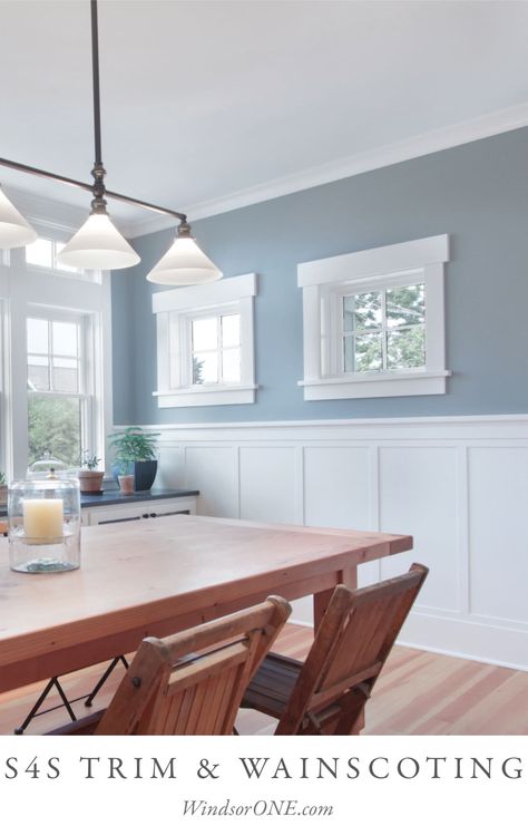 Trim Wainscoting, Cozy Craftsman, Wainscoting Wall Paneling, Craftsman Dining Room, Kitchen Dining Room Combo, Wainscoting Wall, Craftsman Trim, Dining Room Wainscoting, Wainscoting Styles