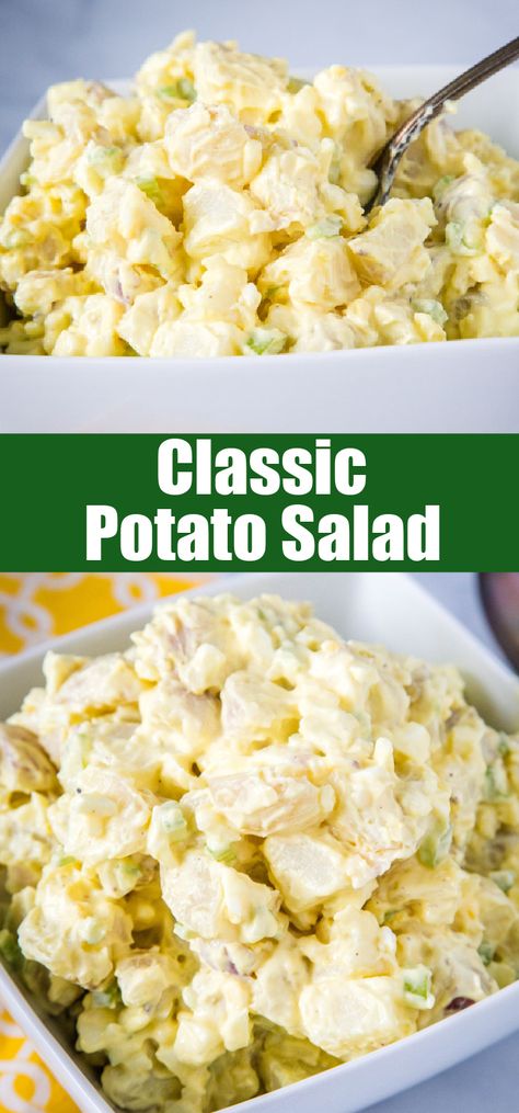 Classic Potato Salad - a homemade potato salad that is just like mom used to make.  Super creamy, tangy, easy to make and the perfect addition to any summer meal! Famous Potato Salad, Loaded Potato Salad Recipe Easy, Diy Potato Salad, Old Fashion Potato Salad Recipes, Easy Homemade Potato Salad, Potato Salad For 30 People, Homemade Potato Salad With Eggs, Easy Potato Salad No Egg, Potato Salad With Celery Seed