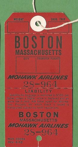 Mohawk Airlines - BOS Boston, Massachusetts - 1965 | Flickr - Photo Sharing! Journal Fodder, Baggage Tag, Aviation Posters, Vintage Boston, Travel Tags, Vintage Airlines, Poster Ads, Retro Interior, Vintage Journal