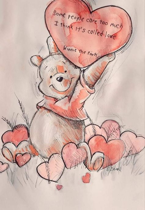 Winnie The Pooh Love Drawings, Winnie The Pooh Valentines Day Wallpaper, Winnie The Pooh Decor, Winnie The Pooh Drawing, Dibujos Toy Story, Best Friend Drawings, Winnie The Pooh Christmas, Bear Quote, Winnie The Pooh Pictures