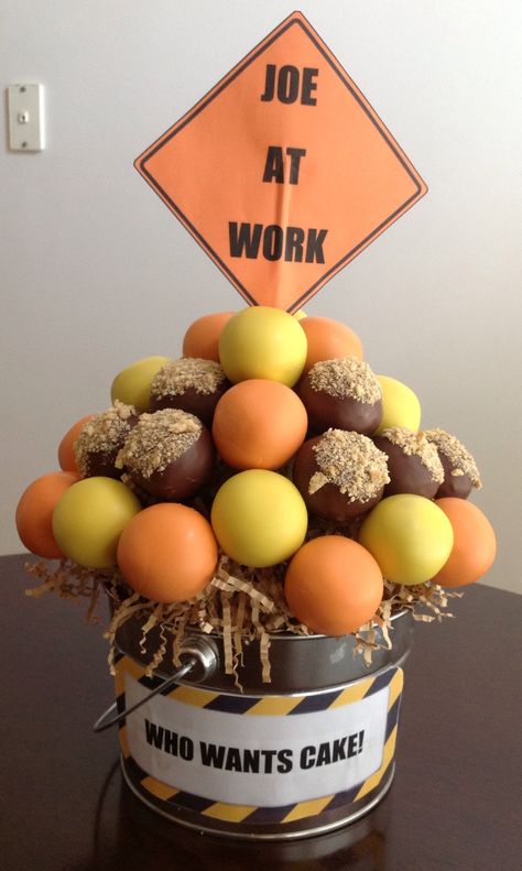 Construction Party Cake Pops, Truck Cake Pops, Gear Shift Cake Pops, Construction Birthday Cake Pops, Cake Pops Construction Theme, Construction Themed Cake Pops, Construction Cake Pops, Construction Theme Cake, Construction Birthday Cake