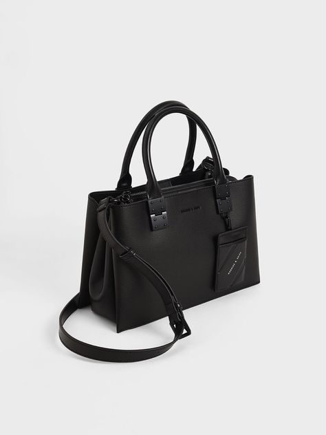 Everyday Black Bag, Charles And Keith Bags, Charles And Keith, Long Black Cardigan, Structured Bag, Fancy Bags, Charles Keith, Tailored Pants, Everyday Bag