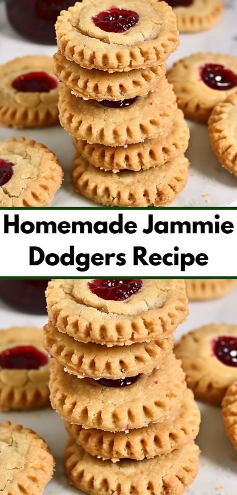 "Looking for classic cookie recipes? Try this Homemade Jammie Dodgers Recipe! Easy to make and perfect for dessert ideas, these cookies are a delightful treat. Jammie Dodgers, Jammy Dodgers, Classic Cookies Recipes, Buttery Cookies, Yummy Chicken Recipes, Cut Out Cookies, Raspberry Jam, Fun Cookies, Gluten Free Cookies