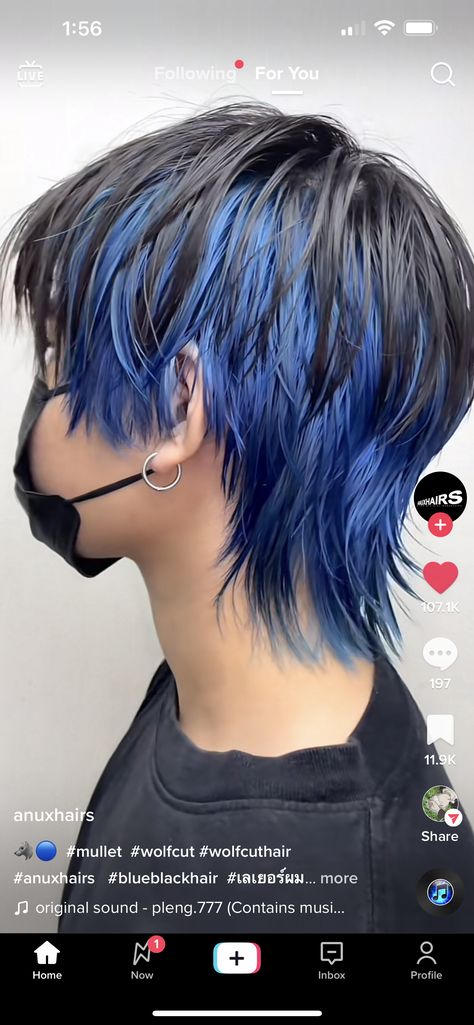 Blue Mullet, Hair Inspiration Short, Glo Up, Mullet Hairstyle, Short Hair Haircuts, Dream Hair, Blue Hair, Mens Hairstyles, Hair Inspiration