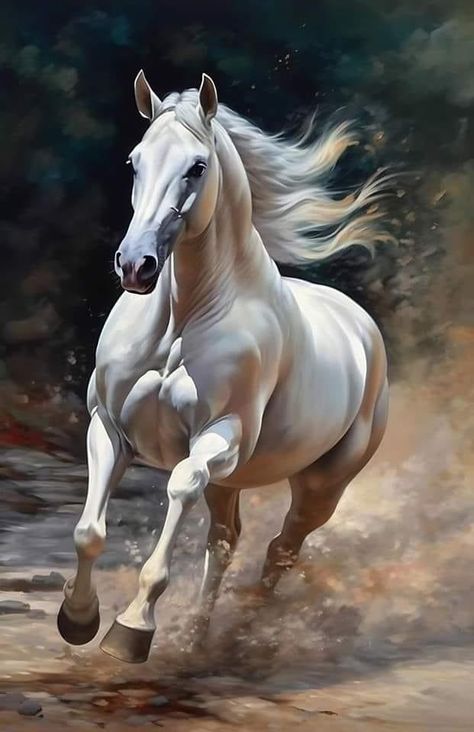 Pics Of Horses, Wild Animal Pictures, Horse Mosaic, Colorful Horse Art, White Horse Painting, Diamond Art Painting Kits, Animals In The Wild, Abstract Horse Art, Wild Horses Running