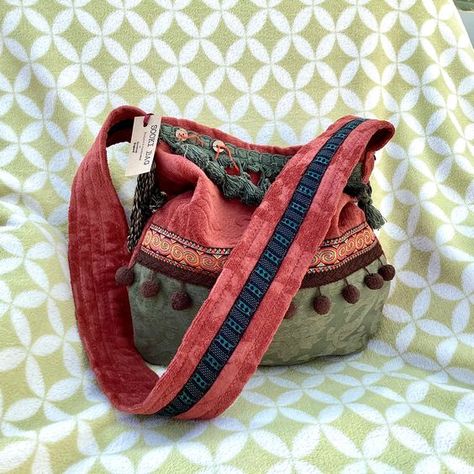 Shoulder Bag, Unique Boho, 1970s Inspired Festival Shoulder Bag, Handmade Handbag - Etsy UK Upcycle Jeans Bag, Shabby Chic Bags, Beautiful Purses, Artsy Bag, Boo Boo Bags, Boho Chic Bags, Art Bags, Handmade Handbag, Handmade Purse