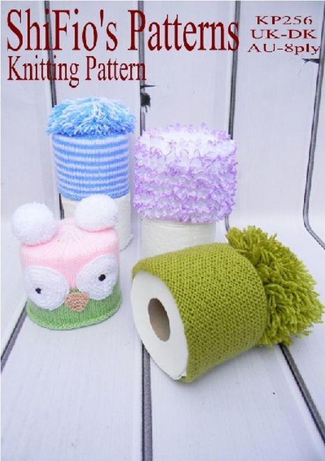 Knitting Pattern #256 toilet roll covers knitted toilet roll covers Toilet Roll Cover, White Garters, Crochet And Knitting, Moses Basket, Bathroom Items, Toilet Roll, Pink Eyes, Knitting Girls, Garter Stitch