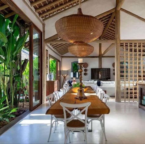 Bali Style Home, Tropical House Design, Room Decoration Ideas, Bali House, Rest House, Open Plan Living Room, Tropical House, Tropical Houses, Dream House Interior