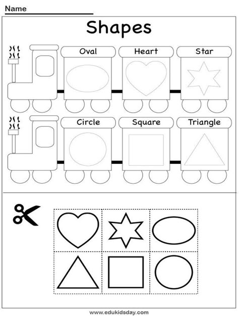 Prek 3 Worksheets Free Printables, Train Shapes Preschool, Transportation Shapes Preschool, Activities With Shapes Preschool, Kindergarten Worksheets Shapes, Shape Review Preschool Free Printables, Kindergarten Art Worksheets Free Printable, Shapes Activities For Preschoolers, Preschool Activities English