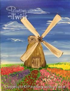 Windmill Painting Easy, Windmill Painting, Wine And Painting Party, Windmill Art, School Performance, Paint And Drink, Painting With A Twist, Wind Mills, Painting Parties