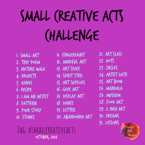 Throughout the month of October, use the prompts above to do a small creative act. You can interpret them as literally or liberally as you wish. (This is creative, after all!) Share your work and share about the challenge on Facebook and Instagram and you could be the random drawing winner of a spot in … 5 Minute Drawing Challenge, Be Creative Art, How To Be Creative Art, Drawing Clutter, Art Content Ideas, What To Do, Creative Challenge Projects, Pottery Challenge, Art Challenge Ideas