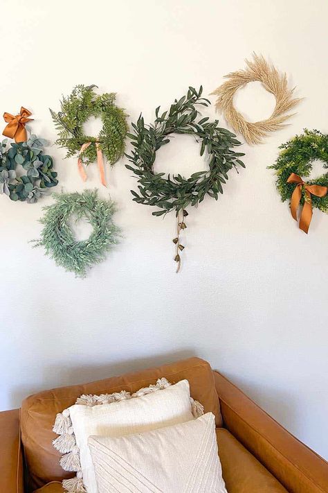 Wreath Wall Decor Wreath Wall Decor Living Room, Easy Swaps, Wreath Wall Decor, Wreath Wall, Blank Walls, Diy Wreath, Wall Decor Living Room, Living Room Decor, Wreath