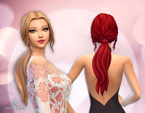 Available for the base game. 24 colors (teen to... : MMFINDS Sims 4 Low Ponytail, Sims 4 Decades Challenge, Free Sims, Sims 4 Mm, Los Sims, Sims 4 Collections, Sims Hair, Low Ponytail, My Stuff