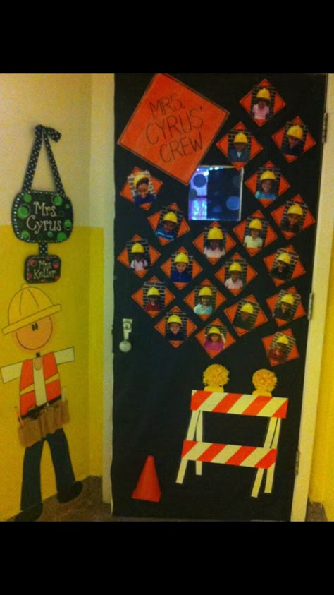 Construction theme classroom door Construction Door Theme, Community Helpers Preschool Classroom Decor, Building Excellence Theme, Construction Theme Classroom Door, Construction Door Decorations, Community Helpers Door Decoration, Construction Themed Bulletin Board Ideas, Under Construction Theme Classroom, Construction Classroom Door