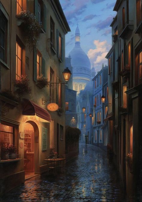 Evgeny Lushpin, Fantasy Mystery, Learn Watercolor, Dream Places, Wow Art, City Street, Environment Design, Environment Concept Art, Environmental Art