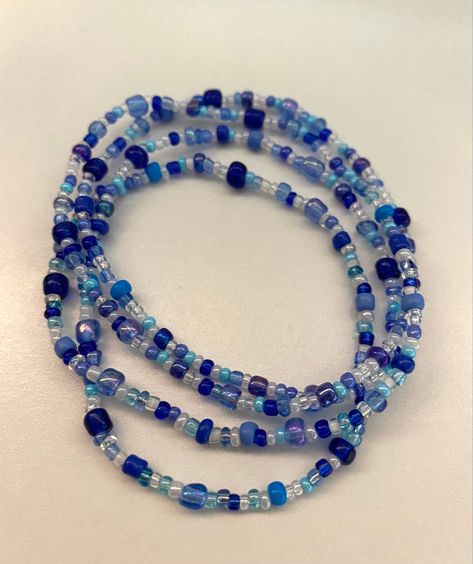 Blue Bracelets Diy, Beeds Jewelery Ideas, Blue Bracelet Beads, Beeds Jewelery, Beaded Bracelets Blue, Blue Beads Bracelet, Blue Bead Bracelet, Preppy Jewelry, Beaded Anklet