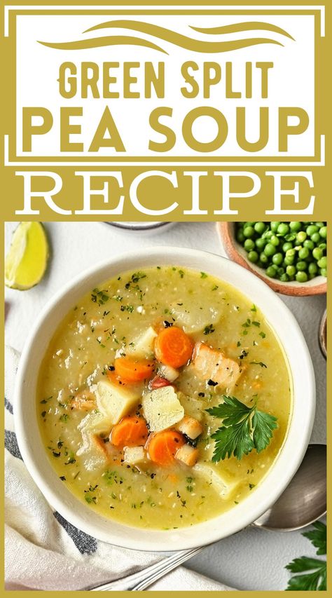 Healthy Green Split Pea Soup Recipe For A Warm Delight Split Pea Soup With Potatoes, Green Pea Soup Recipe, Green Split Peas Recipes, Green Split Pea Soup, Bbq Grilled Chicken Recipes, Peas Soup, Green Pea Soup, Pea Soup Recipe, Green Split Peas