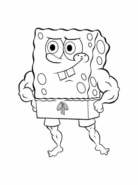 Svampbob Fyrkant, Strong Spongebob, Spongebob Sketches, Spongebob Sketch, Spongebob Outline, Sponge Bob Drawing, Drawing Spongebob, Spongebob Drawing, Cartoon Legs