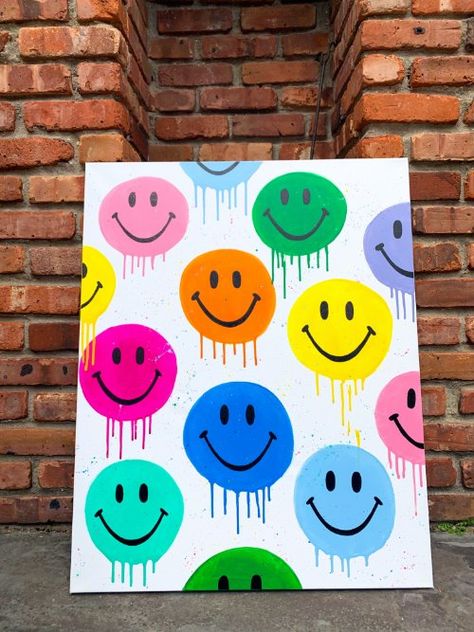 Cute Easy Paintings, Arte Doodle, Canvas For Beginners, Dorm Art, Small Canvas Paintings, Hippie Painting, Simple Canvas Paintings, Cute Canvas Paintings, Easy Canvas Art