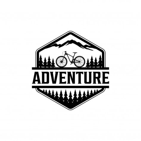 Outdoor biking in the wild logo Premium ... | Premium Vector #Freepik #vector #logo #vintage #tree #snow Vintage Logo Ideas, Cycle Logo, Logo Design Inspiration Vintage, Mountain Bike Art, Adventurous Design, Wild Logo, Bike Logo, Retro Logo Design, Forever Products