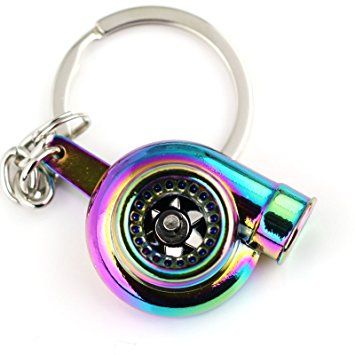 Maycom Creative Sleeve Spinning Turbo Turbine Turbocharger Keychain Key Chain Ring Keyring Keyfob (Neo Rainbow) Turbo Keychain, Tt Car, Clothes Purple, Colorful Keychain, Cyberpunk Clothes, Mirror Interior, Car Gadgets, The Resistance, Personalized Keychain