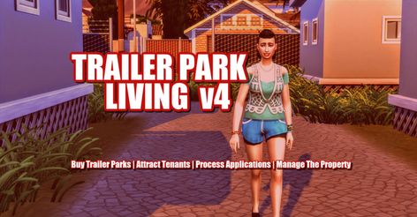 Sims 4 Trailer Park, Sims 4 Trailer, Trailer Park Trash, Trailer Living, Free Sims, Trailer Home, Caravan Park, Sims 4 Build, Trailer Park