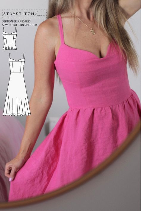 Sundress Sewing Patterns, Sundress Pattern, Tie Back Dress, Tank Top Pattern, Top Sewing Pattern, September 2022, Clothes Sewing Patterns, Sewing Pattern Sizes, Desktop Computer