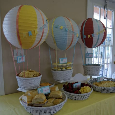 Hot Air Balloon Smash Cake One Year Old, Hot Air Balloon Fruit Tray, Hot Air Balloon Party Theme Decoration, Hot Air Balloon Graduation Party Ideas, Vintage Hot Air Balloon Party, Hot Air Balloon Party Food, Hot Air Balloon Food Ideas, Hot Air Balloon Dessert Table, Hot Air Balloon Food