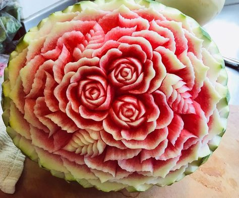 Brandon D'Arca on Instagram: “Watermelon Roses • • • #watermelon #fruitcarving #fruit #foodart #melon #meloncarving #privatechef #personalchef #foodstagram” Melon, Watermelon, Fruit, Instagram