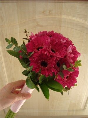 Bright Pink Bouquet, Gerbera Bridal Bouquet, Hot Pink Wedding Bouquet, Braid Flower, Prom Corsage And Boutonniere, Senior Homecoming, Burgundy Lipstick, Hot Pink Weddings, Pink Gerbera