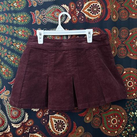 burgundy corduroy skirt 
forever 21 
zipper on the... - Depop Courdory Skirt, Shifting Closet, Pretty Fits, Streamer Dr, Downtown Outfits, 2024 Style, Corduroy Skirt, Clothes Organization, Dream Clothes