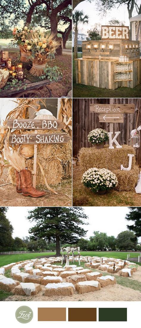 Hay Bale Wedding, Fall Country Wedding, Backyard Wedding Ideas, Country Wedding Ideas, Rustic Fall Wedding, Wedding Dessert Table, Fall Country, Hay Bales, Fall Wedding Ideas