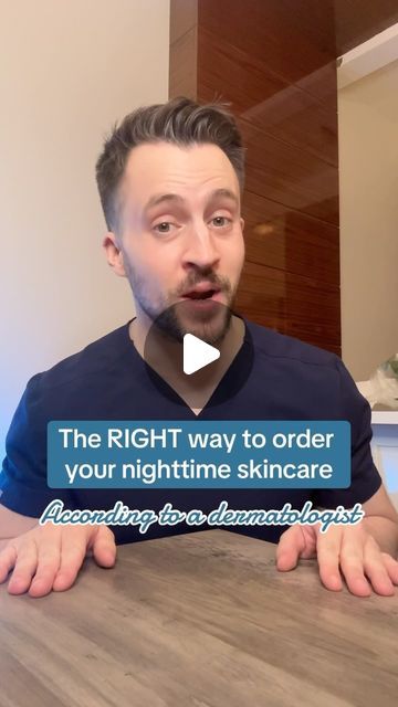 Mark Strom, MD, FAAD on Instagram: "Hit that follow for more dermatologist-approved skincare hacks ⬆️  The RIGHT way to order your night time skincare routine according to me, a board certified dermatologist!  1. Cleansing balm or oil cleanser - only needed if you need to remove makeup or water resistance sunscreen 2. Normal cleanser 3. Serums/Toners/Essences - these all do the exact same thing in modern skincare, so put the “thinnest” or most important on your skin first 4. Eye cream 5. Spot Treatment 6. Retinol 7. Moisturizer   If your skin is very sensitive to retinol, you can switch the order of retinol and moisturizer and use the moisturizer first, which helps with the side effects!  Questions? ⬇️  #skincaretips #nightskincare #dermatologist" Night Time Routine Skincare, Dermatologist Skincare Routine, Night Time Skin Routine, Night Time Skincare Routine, Facial Benefits, Dermatologist Recommended Skincare, Best Night Cream, Skincare Hacks, Night Time Skin Care Routine