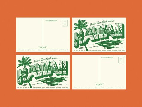 Waikiki Shore Beach Service - Illustrated postcards by Philippa Vernals Hawaii Postcard, Graphic Design Blog, Illustration Branding, Postcard Design, Card Illustration, Adobe Indesign, Vintage Postcard, Post Cards, Vintage Postcards