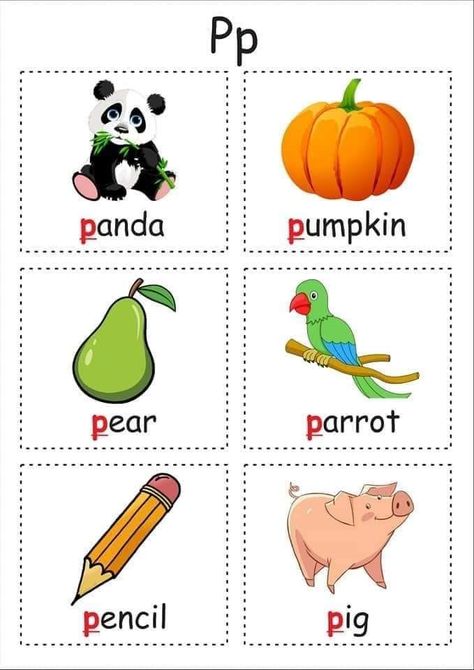 Kids Learning Alphabet, Jolly Phonics Activities, Alphabet Flash Cards Printable, Alphabet Crafts Preschool, Alphabet Worksheets Kindergarten, Kindergarten Reading Activities, P Words, Abc Flashcards, Alphabet Phonics