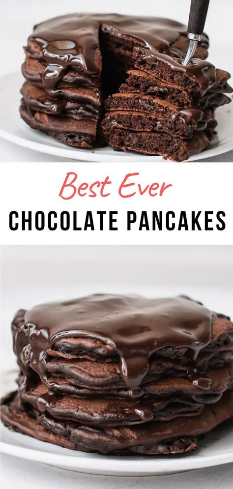 Chocolate Raspberry Pancakes, Pancakes With Filling, Triple Chocolate Pancakes, Chocolate Filled Pancakes, Strawberry Chocolate Pancakes, Coffee Cake Pancakes, Eggs And Pancakes Breakfast, Food Ideas Breakfast Easy, Ways To Make Pancakes