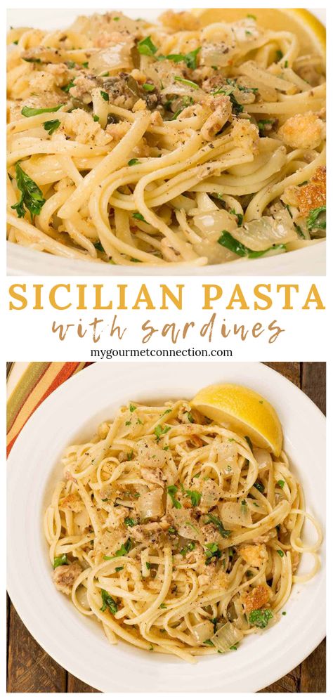 Canned Sardine Pasta Recipes, Sardine Pasta Puttanesca, Pasta And Sardines Recipe, Sardine Pate Recipe, Hidden Sardine Recipes, Pasta With Fish Recipes, Sardine Dinner Recipes, Sardine Recipes Canned Pasta, Anchovie Pasta Recipes