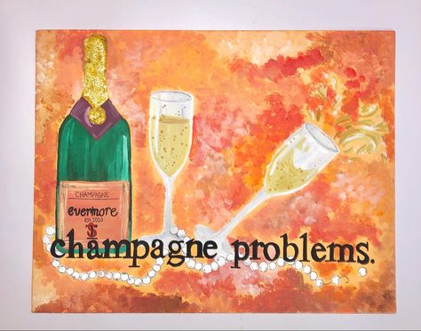 Taylor Swift Aesthetic Painting, Folklore Canvas Painting Taylor Swift, Taylor Swift Inspired Paintings Folklore, Champagne Problems Art, Taylor Swift Champagne, Champagne Problems Painting, Champagne Problems Taylor Swift, Taylor Swift Lyrics Champagne Problems, Taylor Swift Champagne Problems