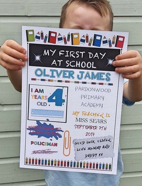 First day at school poster starting school poster Back to | Etsy Button Family Picture, Back To School Signs, About Me Poster, School Reception, All About Me Poster, School Keepsake, First Day At School, Me Poster, Family Picture Frames