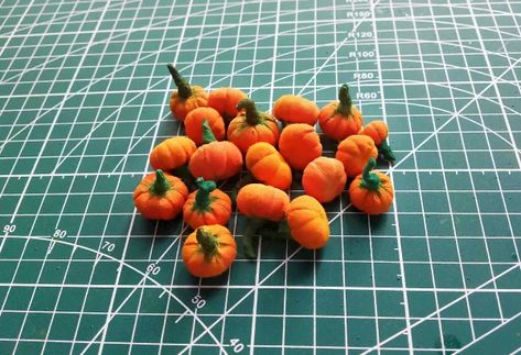 Diy Tiny Pumpkins, Diy Small Pumpkins, Mini Pumpkins Decor, Plastic Pumpkins, Miniature Projects, Dolls Houses, Diy Pumpkin, Miniature Diy, Mini Pumpkins