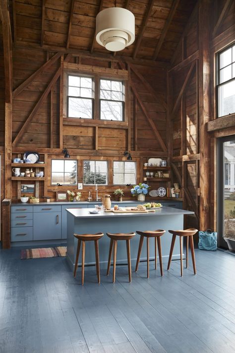 Moody Blue Painted Floorscountryliving Painted Wooden Kitchen Cabinets, Painted Wooden Floors, Diy Painted Floors, Country Kitchen Flooring, Floor Paint Colors, Painted Wood Floors, Kitchen Floors, Painted Floor, Green Flooring