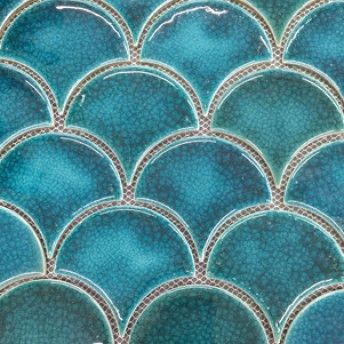 Green Moroccan Tile, Wallpaper Rose Gold, Scallop Tiles, Mermaid Tile, Swimming Pool Mosaics, Tv Walls, Fish Scale Tile, Brick Look Tile, Wallpaper Rose