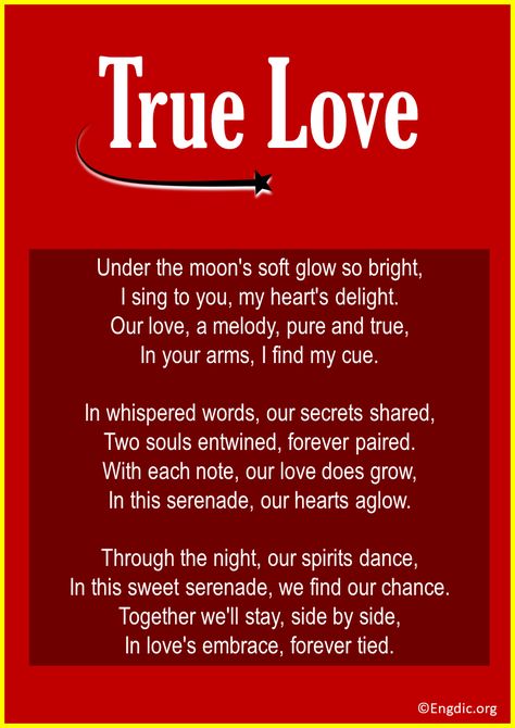 <p>Embark on a poetic journey that explores the depths of true love through the power of verse. Our curated collection of 10 romantic true love poems captures the essence of this profound emotion, offering a literary sanctuary for lovers. Whether you’re smitten or soulmates, these poems celebrate love in all its forms Romantic True Love Poems 1. Sweet Serenade In this poem, the poet expresses the joy of being in love and serenading their beloved under the moonlight. Under the moon&#8217... Romantic Poems For Him Feelings, Short Meaningful Poems, Love Your Husband Quotes, Romantic Poems For Him, True Love Poems, Deep Love Poems, Love And Romance Quotes, Sweet Love Words, Prayer Ideas